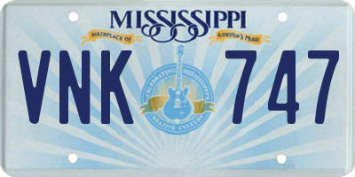 MS license plate VNK747
