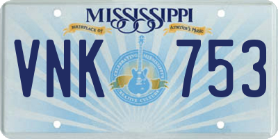 MS license plate VNK753