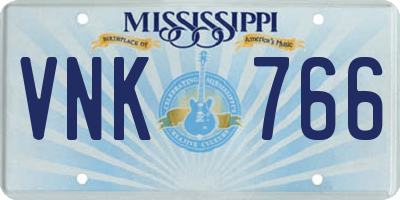 MS license plate VNK766