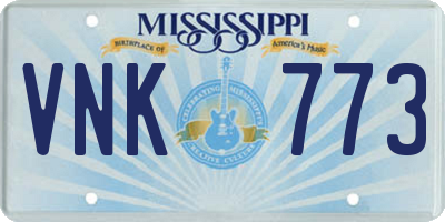 MS license plate VNK773