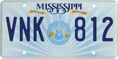 MS license plate VNK812