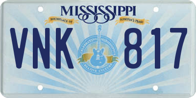 MS license plate VNK817