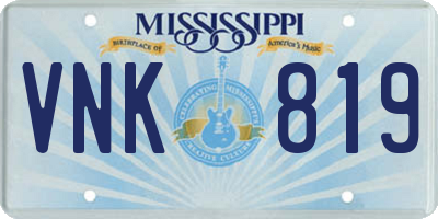 MS license plate VNK819