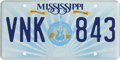 MS license plate VNK843