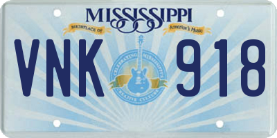 MS license plate VNK918