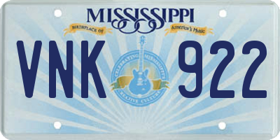 MS license plate VNK922
