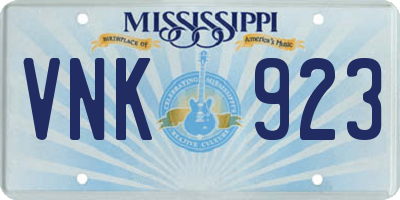 MS license plate VNK923