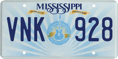 MS license plate VNK928
