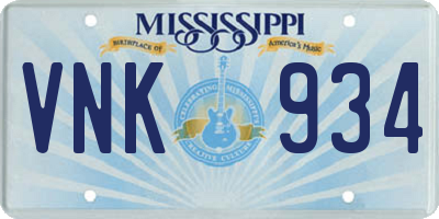 MS license plate VNK934