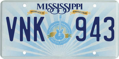 MS license plate VNK943