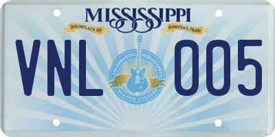 MS license plate VNL005