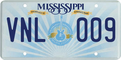 MS license plate VNL009