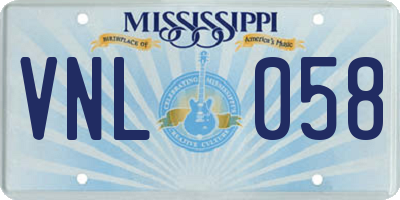 MS license plate VNL058