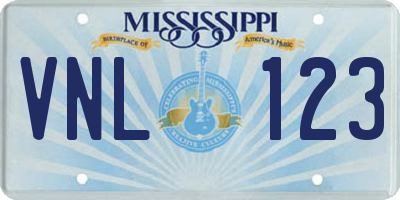 MS license plate VNL123