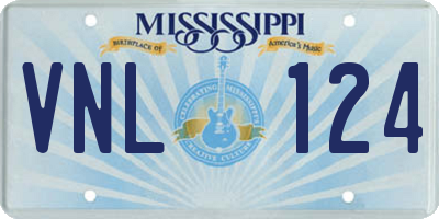 MS license plate VNL124