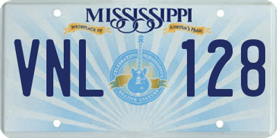 MS license plate VNL128