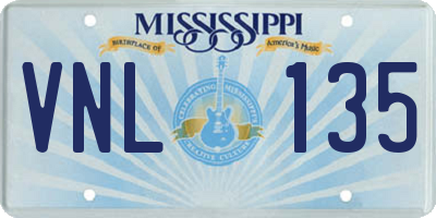 MS license plate VNL135