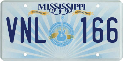 MS license plate VNL166