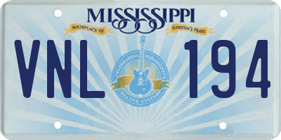 MS license plate VNL194