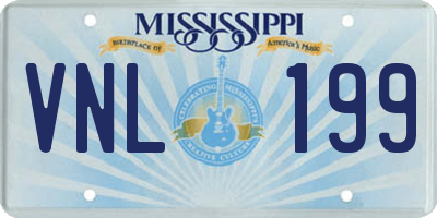 MS license plate VNL199