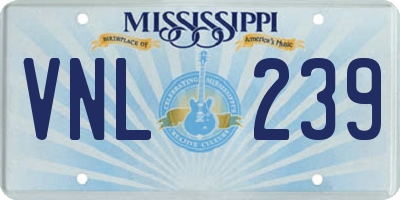 MS license plate VNL239