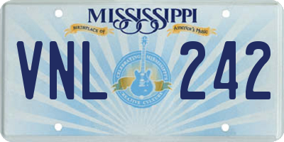 MS license plate VNL242