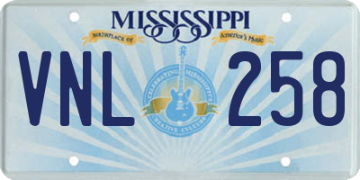 MS license plate VNL258