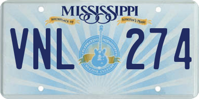 MS license plate VNL274