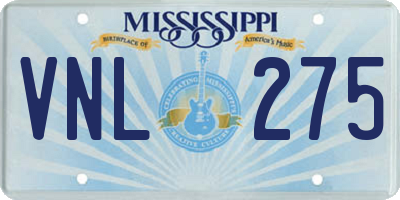 MS license plate VNL275