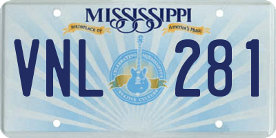 MS license plate VNL281