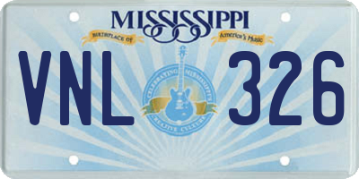 MS license plate VNL326
