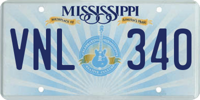 MS license plate VNL340
