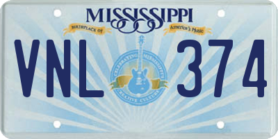 MS license plate VNL374