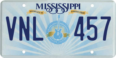 MS license plate VNL457
