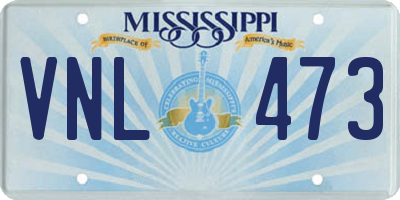 MS license plate VNL473