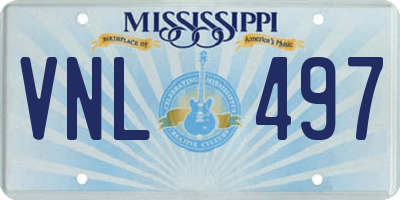 MS license plate VNL497