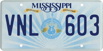 MS license plate VNL603