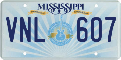 MS license plate VNL607