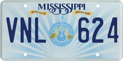 MS license plate VNL624