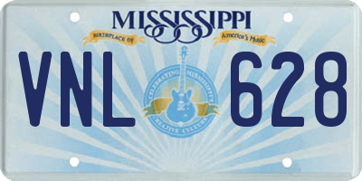 MS license plate VNL628