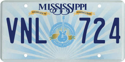 MS license plate VNL724