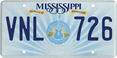 MS license plate VNL726