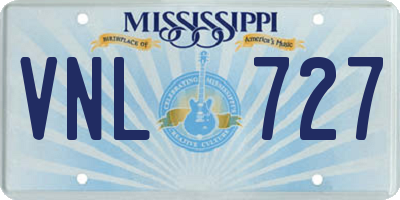 MS license plate VNL727