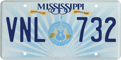 MS license plate VNL732