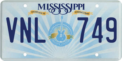 MS license plate VNL749