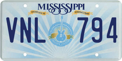 MS license plate VNL794
