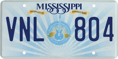MS license plate VNL804