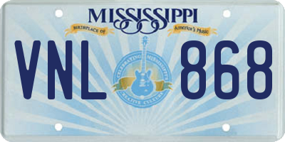 MS license plate VNL868