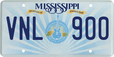 MS license plate VNL900