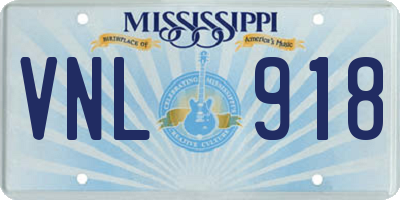 MS license plate VNL918